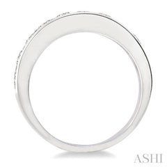 1 Ctw Channel Set Round Cut Diamond Wedding Band in 14K White Gold