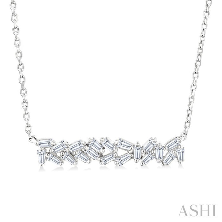 1/5 Ctw Scatter Baguette Cut Diamond Fashion Necklace in 14K White Gold