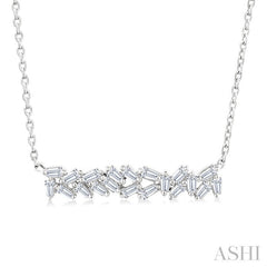 1/5 Ctw Scatter Baguette Cut Diamond Fashion Necklace in 14K White Gold