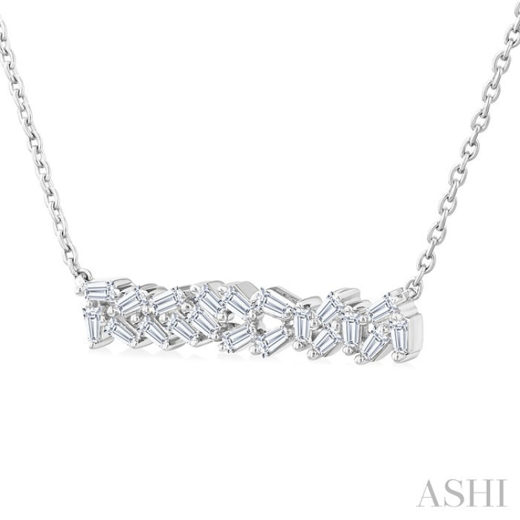 1/5 Ctw Scatter Baguette Cut Diamond Fashion Necklace in 14K White Gold