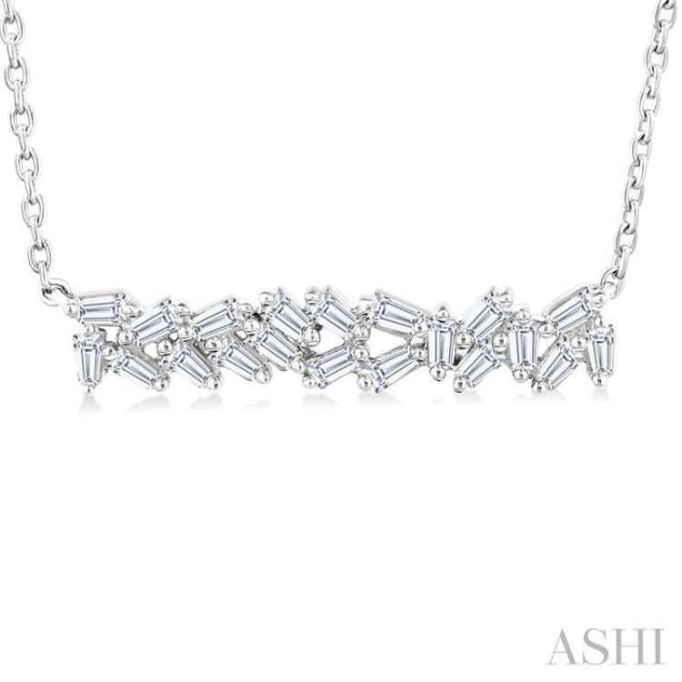 1/5 Ctw Scatter Baguette Cut Diamond Fashion Necklace in 14K White Gold