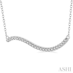 1/6 Ctw Wave Round Cut Diamond Necklace With Link Chain in 10K White Gold