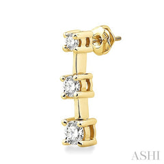 1 Ctw Round Cut Diamond Earrings in 14K Yellow Gold