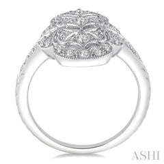 1/2 Ctw Floral Geometry Round Cut Diamond Ladies Ring in 14K White Gold