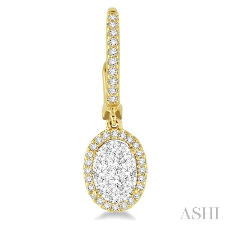 3/4 Ctw Oval Shape Diamond Lovebright Earrings in 14K Yellow and White Gold