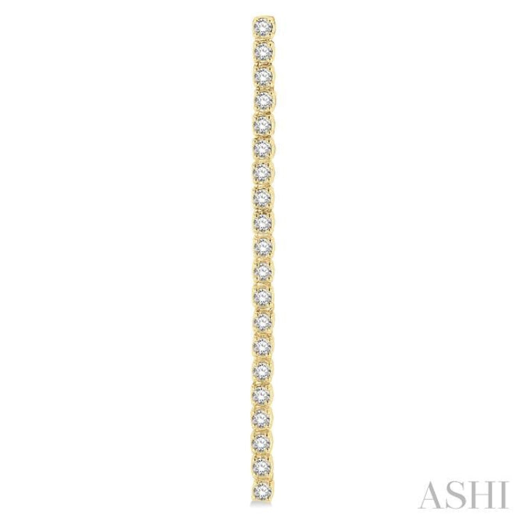 1 Ctw Single Line Drop Round Cut Diamond Tennis Earring in 14K Yellow Gold