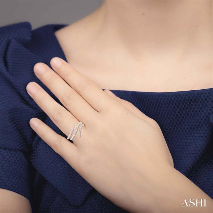 1/3 Ctw Double Spiral Open-End Round Cut Diamond Fashion Ring in 14K White Gold