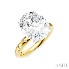 1/5 Ctw Akari Oval Shape Round Cut Diamond Semi-Mount Engagement Ring in 14K Yellow and White Gold
