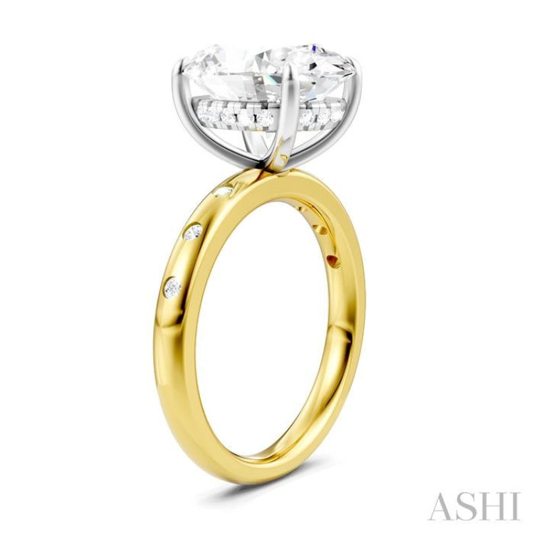 1/5 Ctw Akari Oval Shape Round Cut Diamond Semi-Mount Engagement Ring in 14K Yellow and White Gold