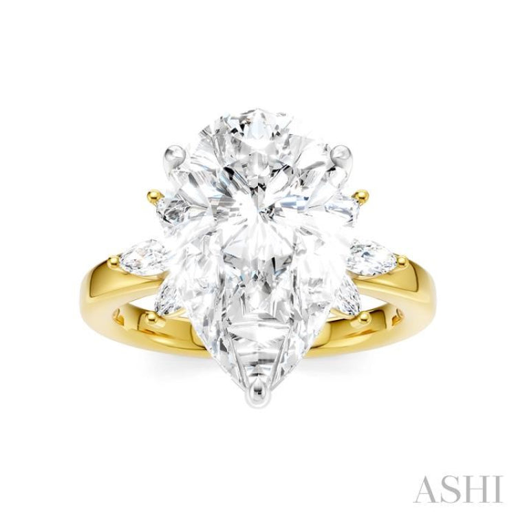 5/8 Ctw Akari Pear Shape Marquise and Round Cut Diamond Semi-Mount Engagement Ring in 14K Yellow and White Gold