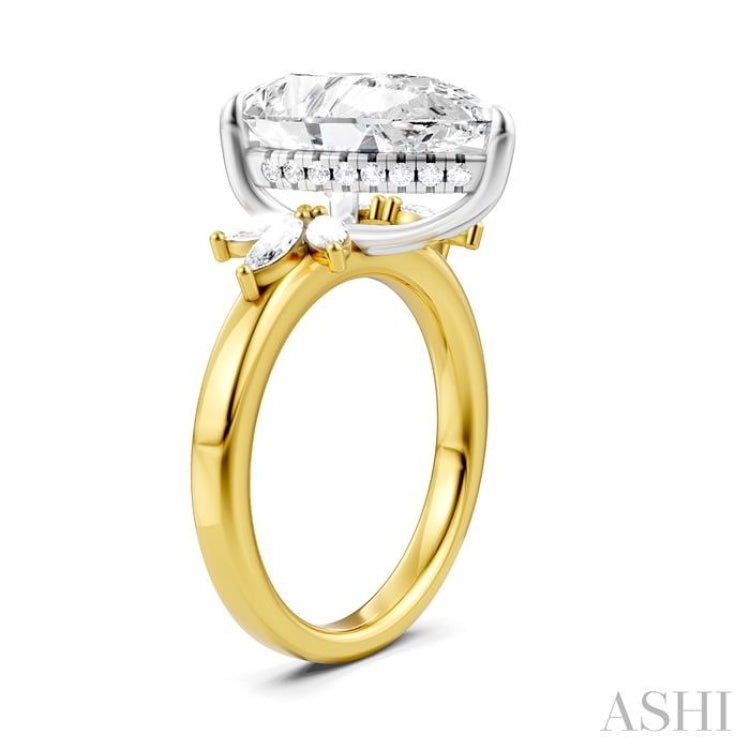 5/8 Ctw Akari Pear Shape Marquise and Round Cut Diamond Semi-Mount Engagement Ring in 14K Yellow and White Gold