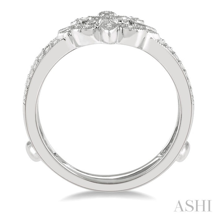 1/4 Ctw Fleur De Lis Round Cut Diamond Insert Ring in 14K White Gold