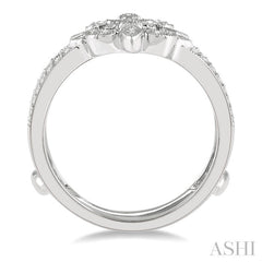 1/4 Ctw Fleur De Lis Round Cut Diamond Insert Ring in 14K White Gold