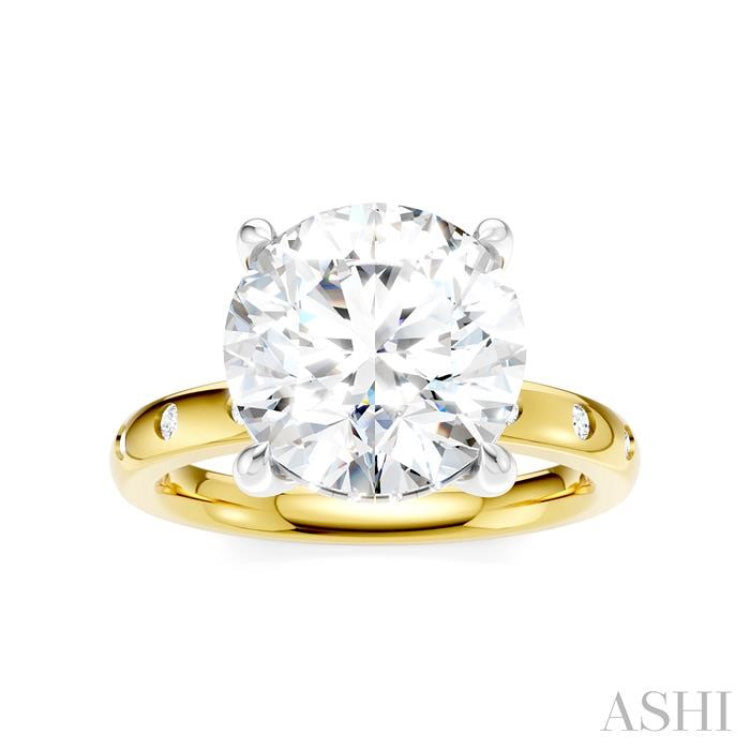1/5 Ctw Round Shape Round Cut Diamond Semi-Mount Engagement Ring in 14K Yellow and White Gold