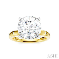 1/5 Ctw Round Shape Round Cut Diamond Semi-Mount Engagement Ring in 14K Yellow and White Gold