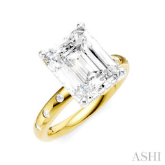 1/5 Ctw Akari Emerald Shape Round Cut Diamond Semi-Mount Engagement Ring in 14K Yellow and White Gold