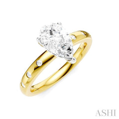 1/6 Ctw Akari Pear Shape Round Cut Diamond Semi-Mount Engagement Ring in 14K Yellow and White Gold