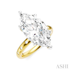 1/5 Ctw Akari Marquise Shape Round Cut Diamond Semi-Mount Engagement Ring in 14K Yellow and White Gold
