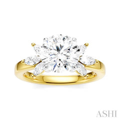 1/2 Ctw Akari Circular Shape Marquise and Round Cut Diamond Semi-Mount Engagement Ring in 14K Yellow and White Gold