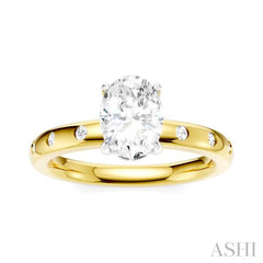 1/6 Ctw Akari Oval Shape Round Cut Diamond Semi-Mount Engagement Ring in 14K Yellow and White Gold