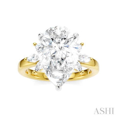 5/8 Ctw Akari Pear Shape Marquise and Round Cut Diamond Semi-Mount Engagement Ring in 14K Yellow and White Gold