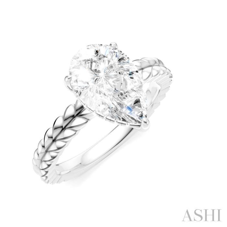 1/10 Ctw Pear Shape Round Cut Diamond Semi-Mount Engagement Ring in 14K White Gold