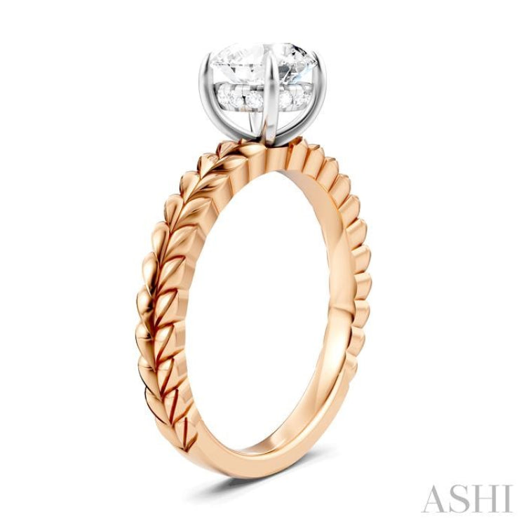1/20 Ctw Circular Shape Round Cut Diamond Semi-Mount Engagement Ring in 14K Rose and White Gold