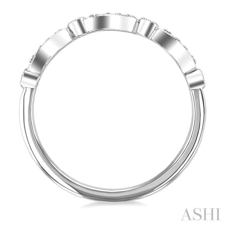 1/10 Ctw Triple Wave Round Cut Diamond Stackable Fashion Band in 10K White gold