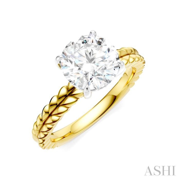 1/20 Ctw Circular Shape Round Cut Diamond Semi-Mount Engagement Ring in 14K Yellow and White Gold