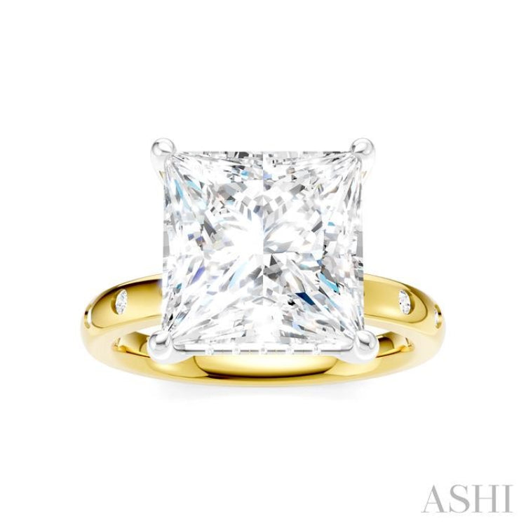 1/5 Ctw Akari Princess Shape Round Cut Diamond Semi-Mount Engagement Ring in 14K Yellow and White Gold