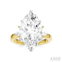 5/8 Ctw Akari Marquise and Round Cut Diamond Semi-Mount Engagement Ring in 14K Yellow and White Gold