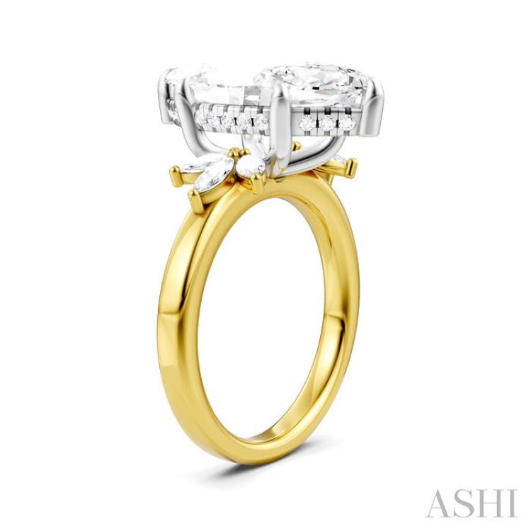 5/8 Ctw Akari Marquise and Round Cut Diamond Semi-Mount Engagement Ring in 14K Yellow and White Gold