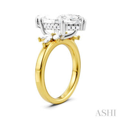 5/8 Ctw Akari Marquise and Round Cut Diamond Semi-Mount Engagement Ring in 14K Yellow and White Gold