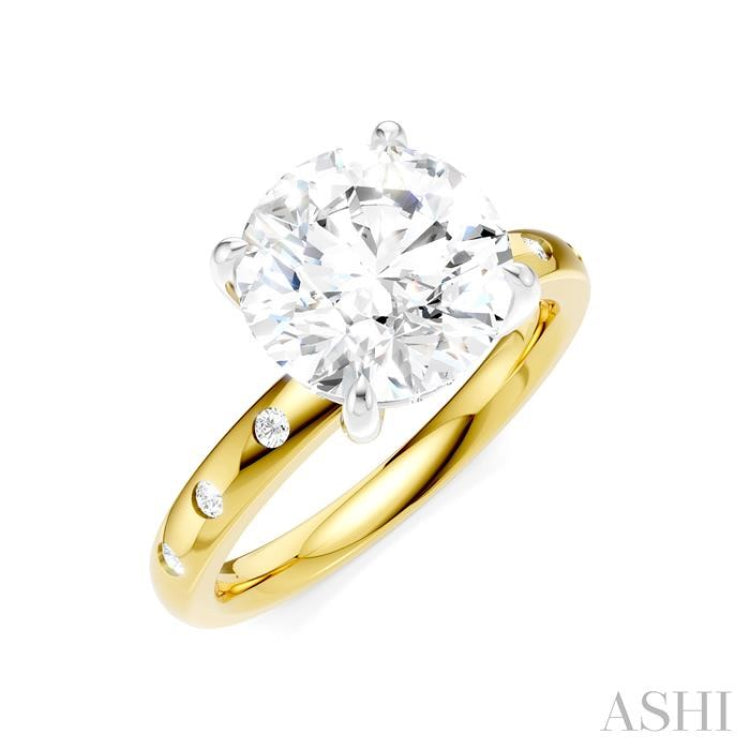 1/6 Ctw Round Shape Round Cut Diamond Semi-Mount Engagement Ring in 14K Yellow and White Gold