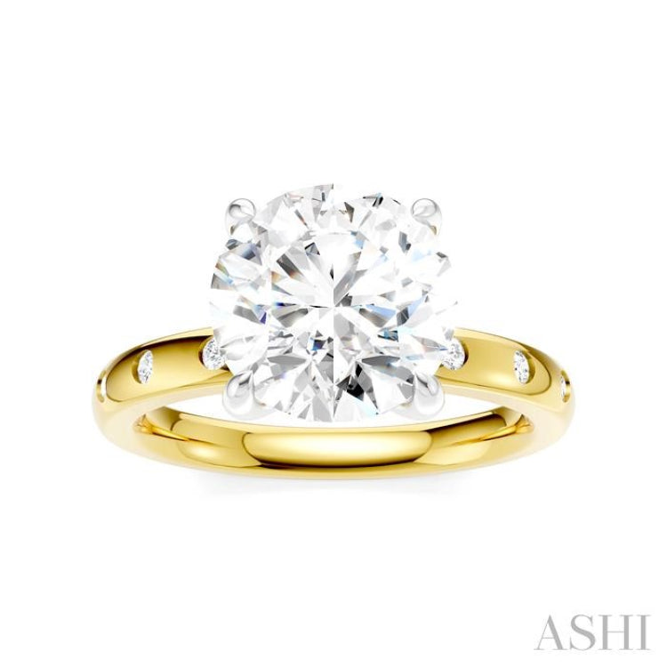 1/6 Ctw Round Shape Round Cut Diamond Semi-Mount Engagement Ring in 14K Yellow and White Gold