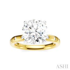 1/6 Ctw Round Shape Round Cut Diamond Semi-Mount Engagement Ring in 14K Yellow and White Gold