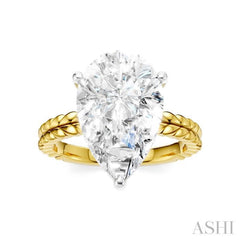 1/8 Ctw Pear Shape Round Cut Diamond Semi-Mount Engagement Ring in 14K Yellow and White Gold