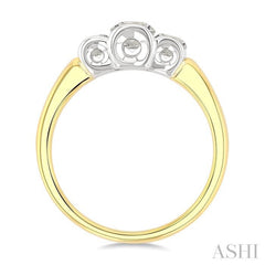 3/4 Ctw 3-Stone Round Cut Diamond Fashion Ring in 14K Yellow and White Gold