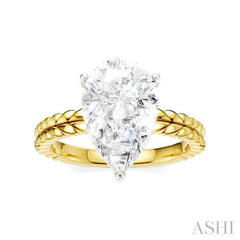1/10 Ctw Pear Shape Round Cut Diamond Semi-Mount Engagement Ring in 14K Yellow and White Gold
