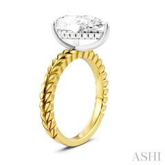 1/10 Ctw Pear Shape Round Cut Diamond Semi-Mount Engagement Ring in 14K Yellow and White Gold