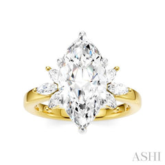 1/2 Ctw Akari Marquise and Round Cut Diamond Semi-Mount Engagement Ring in 14K Yellow and White Gold