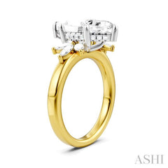 1/2 Ctw Akari Marquise and Round Cut Diamond Semi-Mount Engagement Ring in 14K Yellow and White Gold