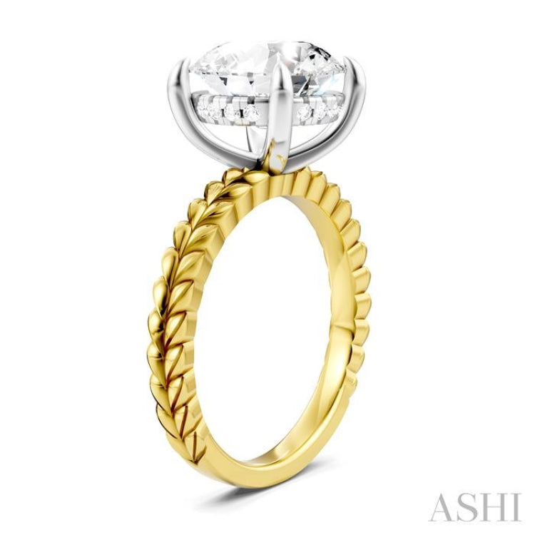 1/10 Ctw Circular Shape Round Cut Diamond Semi-Mount Engagement Ring in 14K Yellow and White Gold