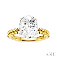 1/10 Ctw Oval Shape Round Cut Diamond Semi-Mount Engagement Ring in 14K Yellow and White Gold
