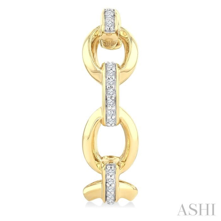 1/10 Ctw Bold Open Window Oval Shaped Round Cut Diamond Fashion Hoop Earrings in 10K Yellow Gold