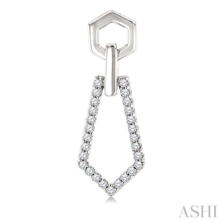 1/3 Ctw Hexagon & Pentagon Link Round Cut Diamond Fashion Earring in 10K White Gold