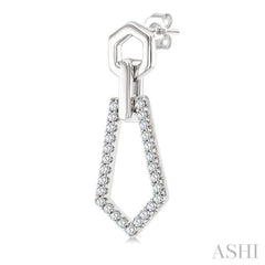 1/3 Ctw Hexagon & Pentagon Link Round Cut Diamond Fashion Earring in 10K White Gold