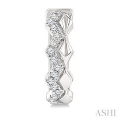 1/10 Ctw Round Cut Diamond Geometric Petite Huggie Earrings in 10K White Gold