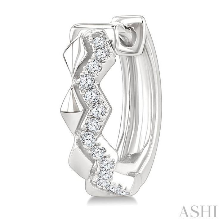 1/10 Ctw Round Cut Diamond Geometric Petite Huggie Earrings in 10K White Gold