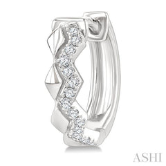 1/10 Ctw Round Cut Diamond Geometric Petite Huggie Earrings in 10K White Gold